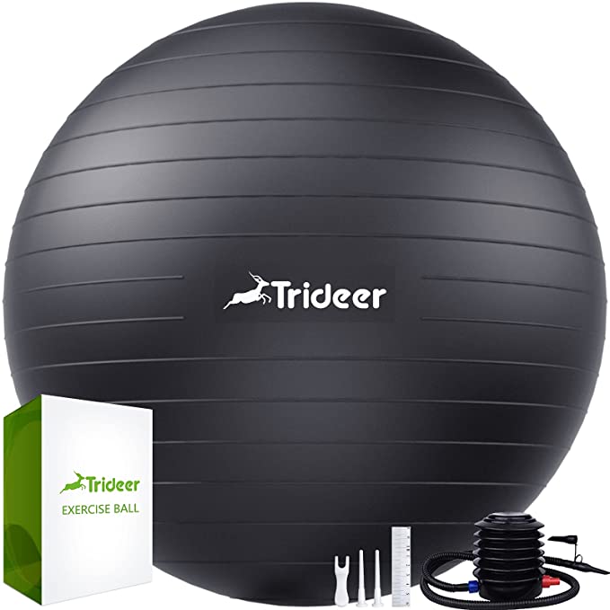 Black gym ball and accessories.